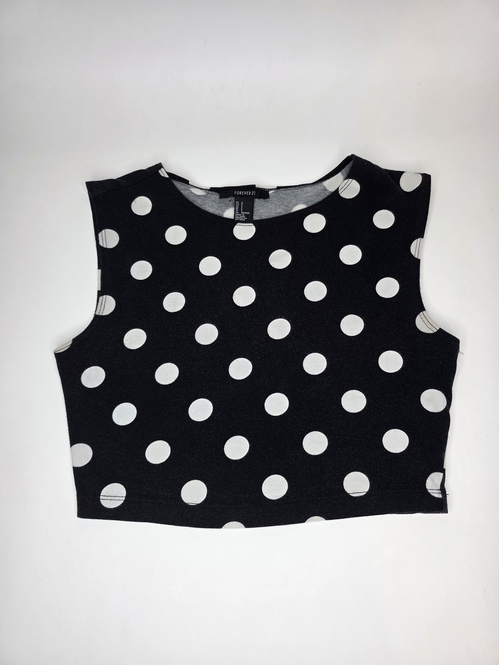 Forever 21 Black Polka Dot Sleeveless Crop Top